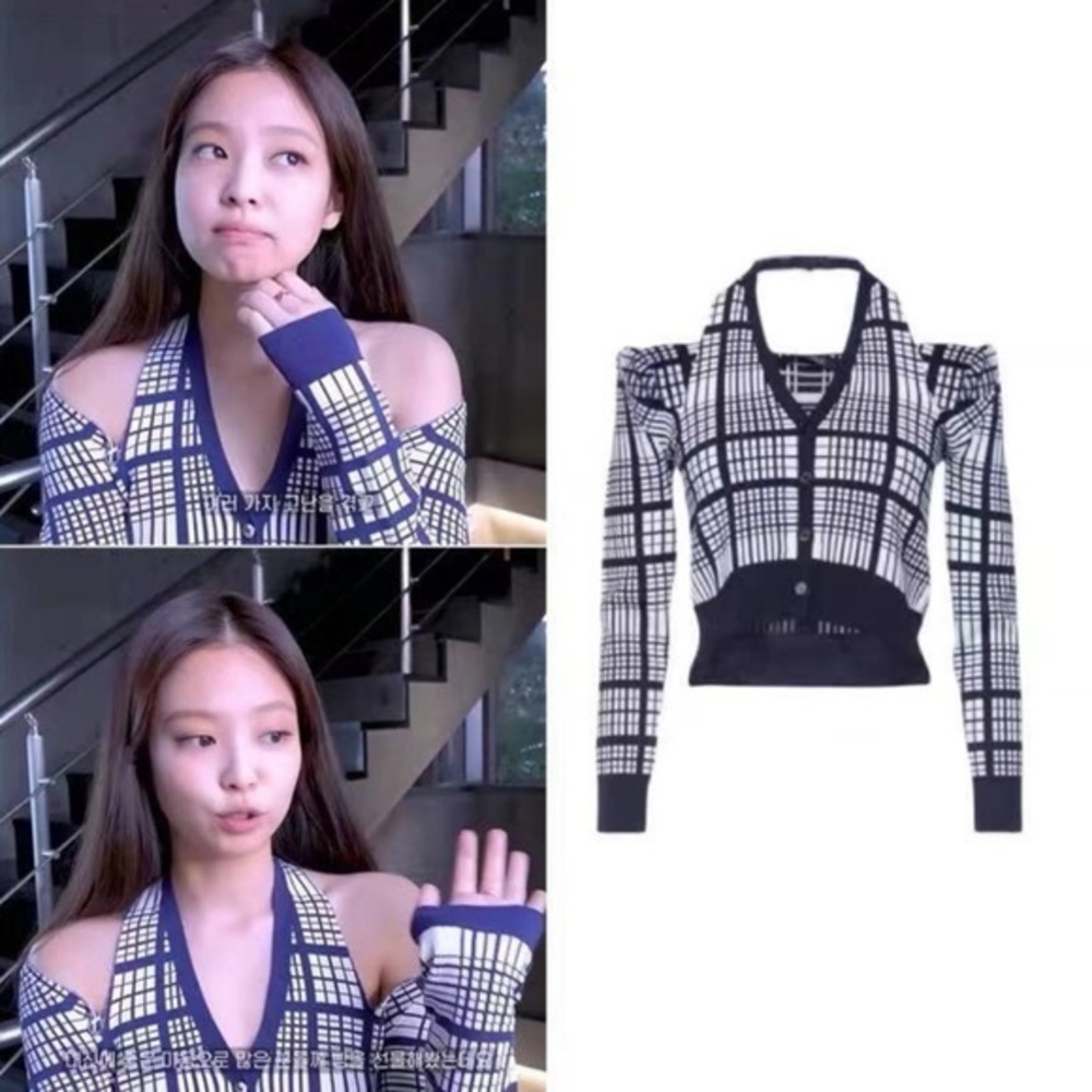 Blue Knitted‎ Sweater Cardigan Women Sexy Hollow Out V-Neck Long Sleeve